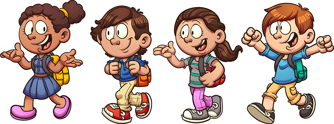 Vector graphic of young school kids